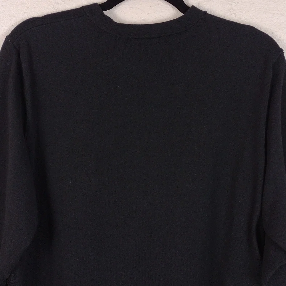 Charter Club Woman Black Crochet Textured Short Sleeve Button Up Cardigan Top - Picture 10 of 14
